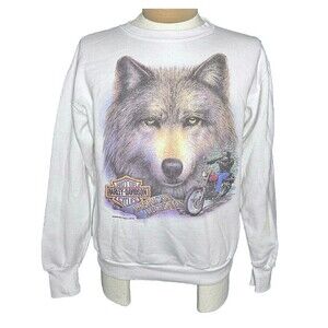 Rare Vintage Harley Davidson Wolf Jack Daniels 3D Emblem Crewneck Sweatshirt